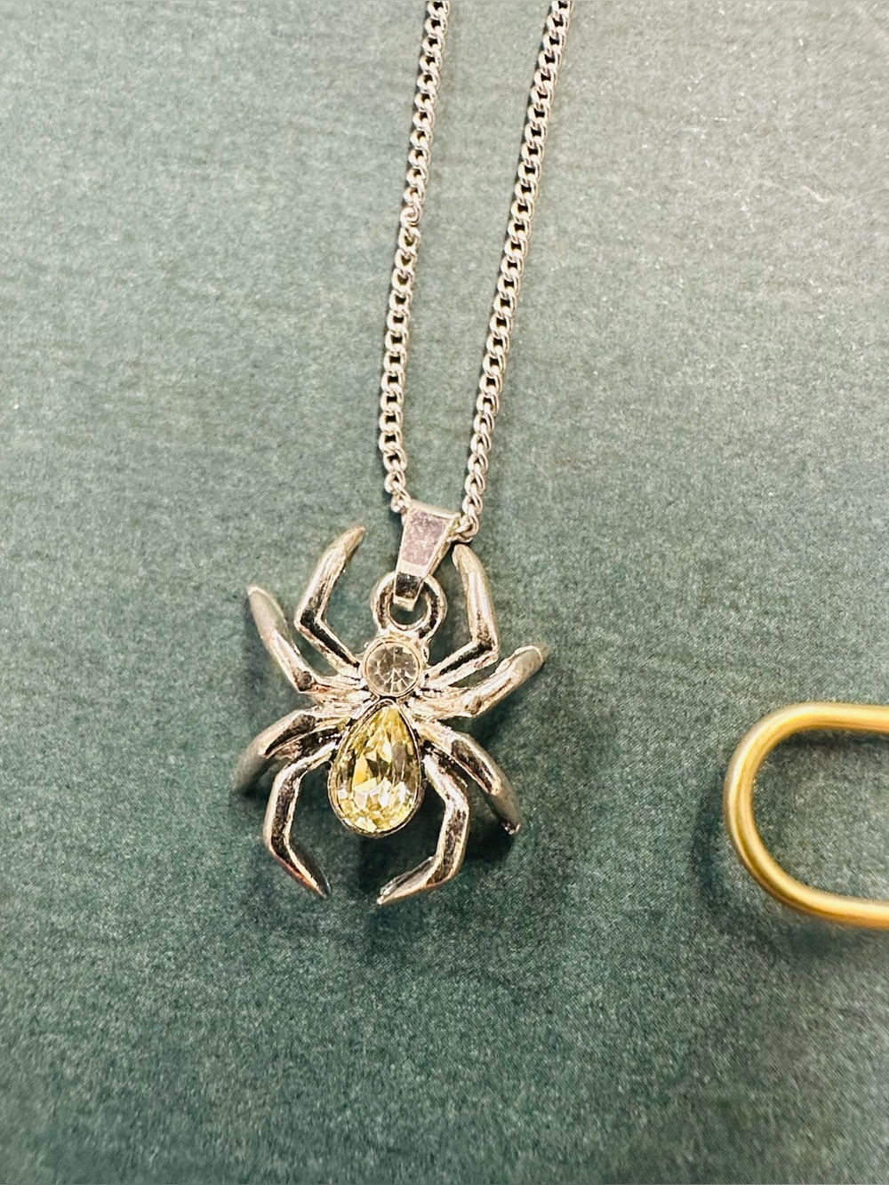 Silver Crystal Spider Necklace B10 Halloween Spooky Insects